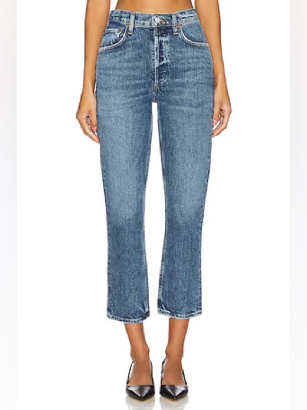 AGOLDE SIZE 28 Riley High Rise Straight leg Crop Jeans in Moor